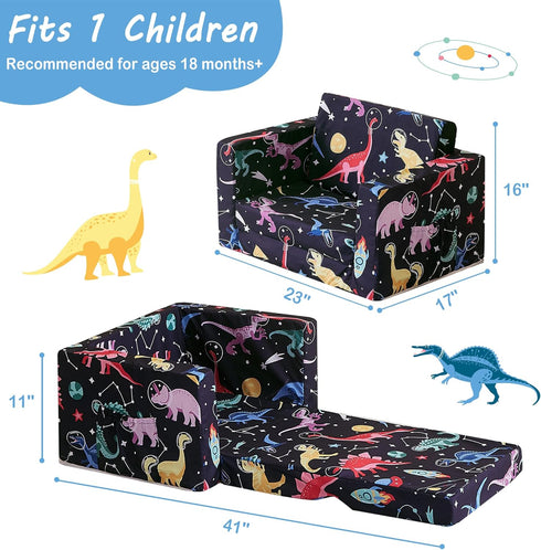 lasoftan 2-in-1 Toddler Couch, Soft Kids Couch Fold Out, Toddler Chair Comfy, Convertible Sofa to Lounger, Kids