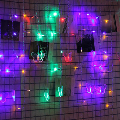 Butterfly Curtain Fairy Light, 120 LED USB Window String Lights, Waterproof Copper Wire for Room Decor