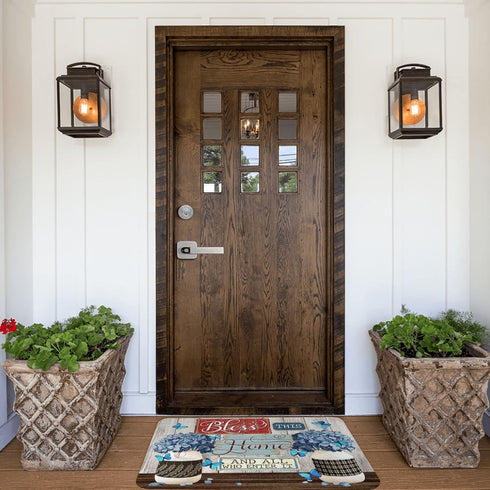 Welcome Mats for Front Door Outdoor Entry Flower Butterfly Doormat, Non-Slip Mat for Home Indoor, 17x30 Inch