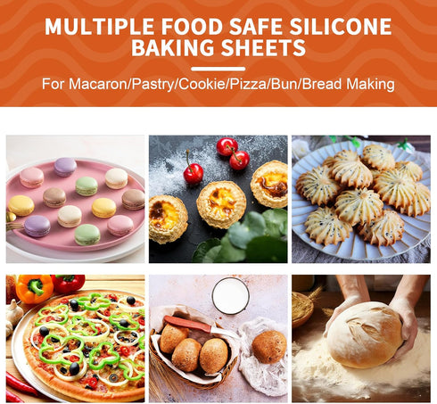 KitchenRaku Silicone Baking Mat, 16.5"x11.6" Non Stick Reusable Cooking Mat, Set of 2 for Baking Cookies