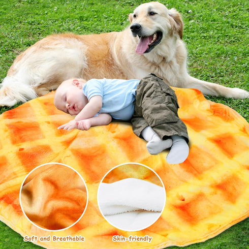 71 inchs Waffles Blanket, Tortilla Blanket for Adults and Kids, Funny Food Throw Blanket, Novelty Gifts for Everyone