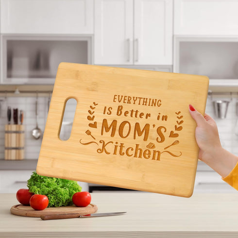 Personalized Engraved Bamboo Cutting Board - Unique Mother's Day Gift for Mom from Daughter Son, Everything Is Better