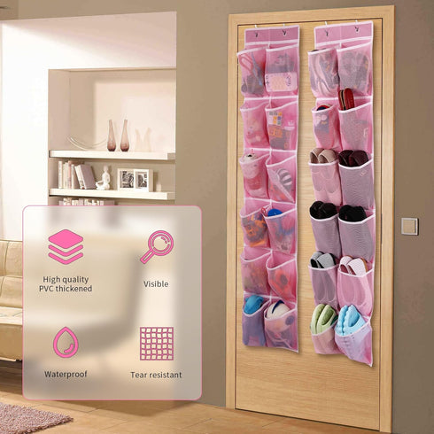 12 2-Pack GOMAJI Over the Door Hanging Shoe Organizer, Large Pockets