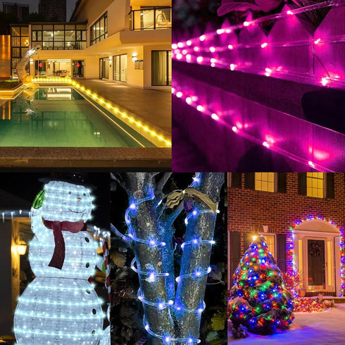 50FT 150 18 5 Gvwoxm LED Rope Lights, Colors with Timer, Modes, Waterproof Plug-in Remote Control Camping String Lights