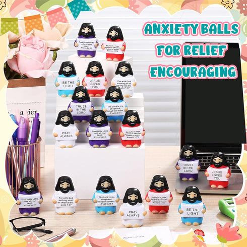 JolliLudo 24 Pack Jesus Stress Balls for Coworkers Adults Mini Foam Squeeze Fidget Toys for Anxiety & Stress Relief