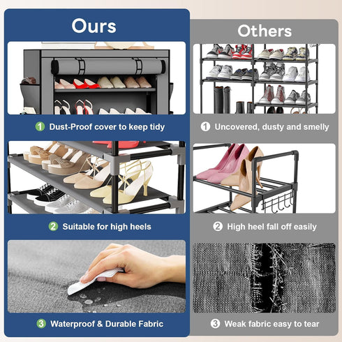 5 Closet, Mavivegue Shoe Rack with Cover, Tier Shoe Organizer for Entryway, Shoe Storage for Front Door Entrance