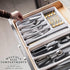 Masirs No-Slip Silverware Tray Organizer, 2-PIECE with 9-SECTIONS for Different Kitchen Utensil and Cutlery Sizes