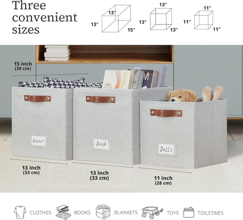 DECOMOMO Storage Bins, Cube Storage Bin with Label Holders, Fabric Storage Cubes for Organizing