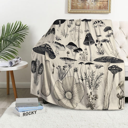 JIASTGO Cozy 40''X50'' Mushroom Throw Blanket Soft Warm Mushrooms Blankets Fuzzy Plush Fleece Mushroom Blanket Gifts