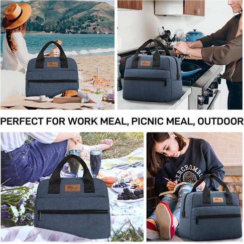 HOMESPON Insulated Lunch Bag - Cooler Lunch Tote for Work, Picnic, for Women and Men (Navy)