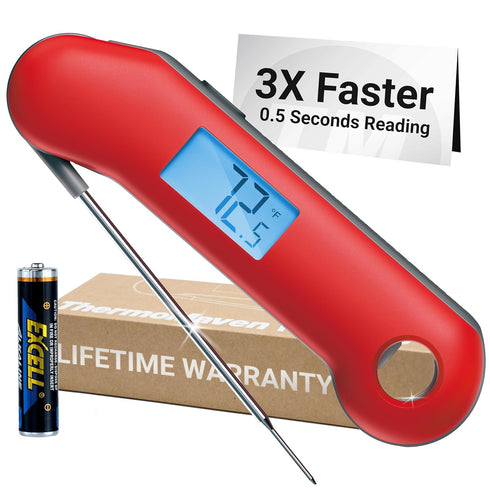 Professional Meat Thermometer Digital, 3X Faster Instant Read, NIST Certified Accurate, Waterproof, Auto-rotating