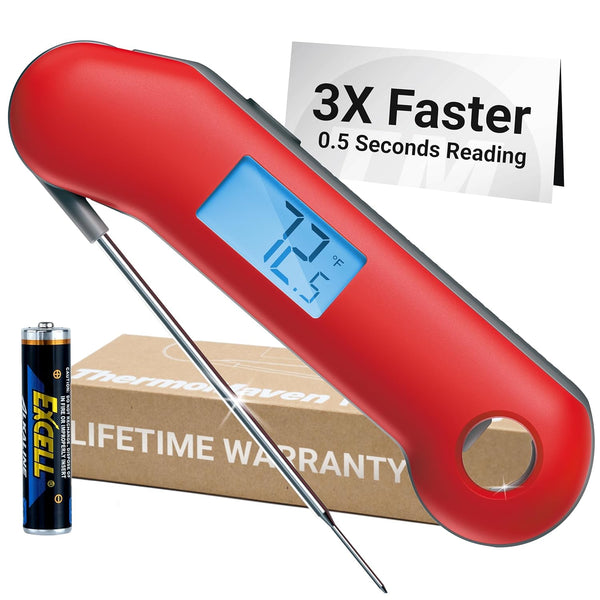 Professional Meat Thermometer Digital, 3X Faster Instant Read, NIST Certified Accurate, Waterproof, Auto-rotating