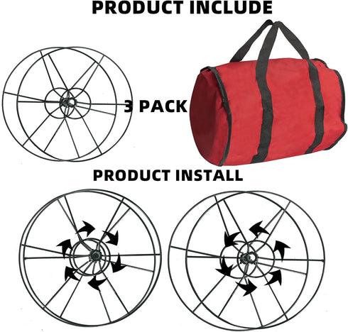 3 Dazzle Bright Christmas Lights Storage Bags, Metal Reels to Store Holiday Christmas String Lights, Red Tear Proof