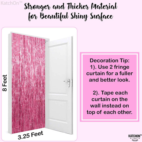 KatchOn Pink Streamers for Pink Party Decorations - XtraLarge 3.2x8 Feet, Pack of 2 for Birthday, Bachelorette, Baby