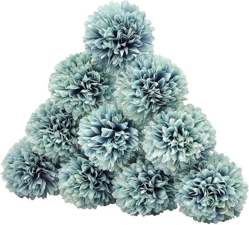 10Pcs Artificial Fake Flower Plants Silk Chrysanthemum Ball Hydrangea Arrangements for Wedding Bouquets Decor Home