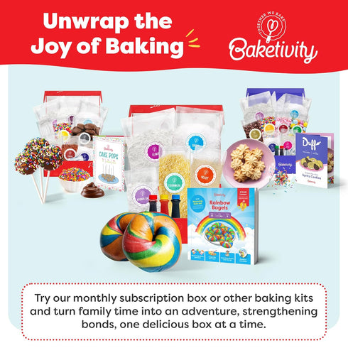 6-12+ Baketivity Rainbow Bagel Kids Baking Kit - Baking Kits for Kids with Premeasured Ingredients, Step-By-Step