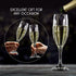 Volarium Champagne Flutes Set of 6, Elegant Crystal Glasses for Sparkling Wine, Perfect for Christmas, Weddings,