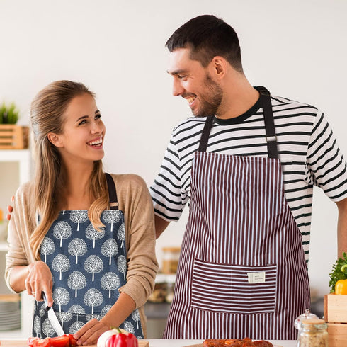 SATINIOR 3 Pieces Women Waterproof Apron with Pockets Adjustable Cooking Aprons Kitchen Bib for Baking Household Cleaning