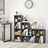 3-Cube 2-Tier VECELO Open Bookcase, Small Bookshelf with Height Difference Shelves for Most Books, Horizontal
