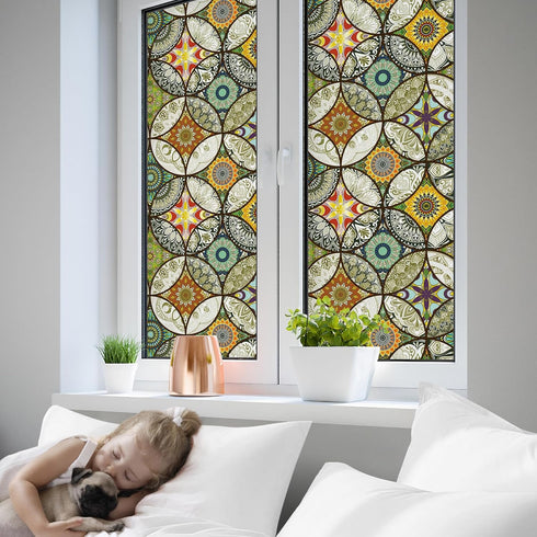 DKTIE Static Cling Decorative Window Film, Non Adhesive Privacy Film for Bathroom Shower Door, 17.7 x 78.7 Inch