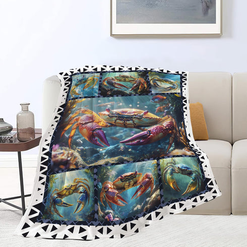 Qvintra Cozy 60"X50" Crab Blanket Crabs Throw Blanket Soft Warm Fuzzy Fleece Lightweight Plush Merch Animals Decor