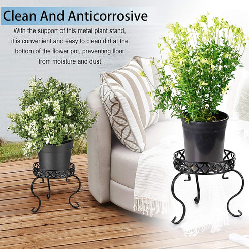 OwnMy Metal Round Plant Stand Indoor Outdoor Iron Flower Pot Holder, Heavy Duty Plant Stand Display Potted Rack