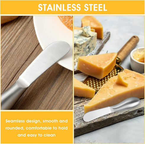 2 Pcs Stainless Steel Butter Knife Set, Little Cheese Spreader Knives for Condiments, Charcuterie Board