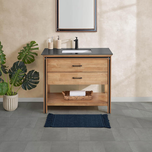 French Connection Nellore Bathroom Rugs, Woven and Beaded, 17" x 28", Navy, Durable Bath Mats