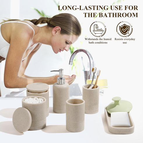 Set, 6-Piece Set, Set, Bathroom Accessories Bathroom Accessory Toothbrush Holders Soap Dispenser, Vanity Tray, Tumbler
