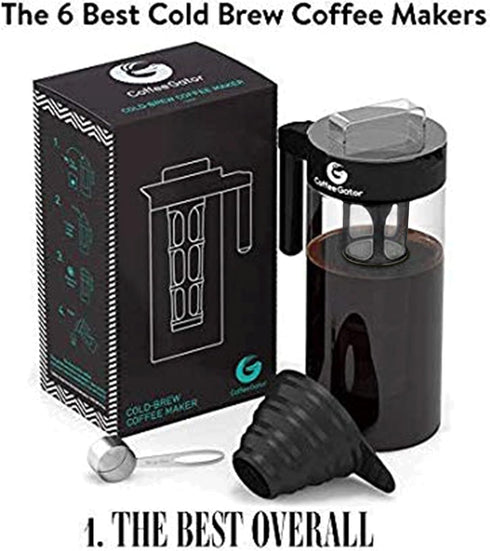 Coffee Gator Cold Brew Coffee Maker, 47 oz Iced Tea & Cold Brew Pitcher with Glass Carafe & Filter