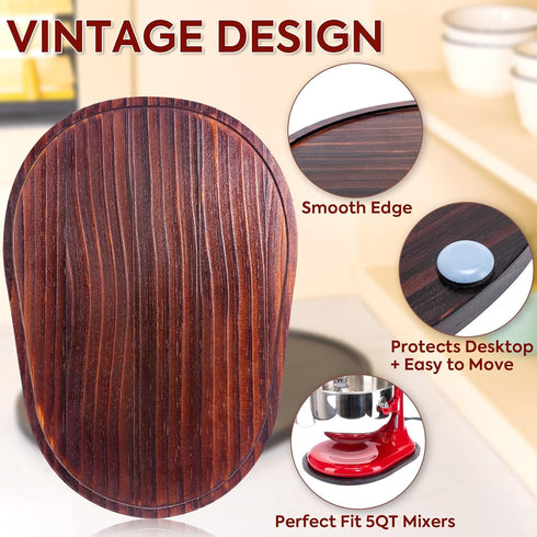 Mixer Slider Mat for Kitchen Aid Bowl Lift 5-8 Qt Stand Mixer, Wood Sliding Tray for Easy Movement