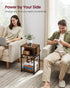 3-Tier 11.8 13.4 22.8 Inches, VASAGLE Side Table with Charging Station, End Table with USB Ports and Outlets