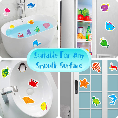 Hebayy 30 Non-Slip Sea Animal Bathtub Shower Deco Stickers, Water-Resistance in 30 Designs