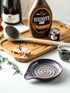Ceramic Spoon Rest - Deep Drip Tray Holder for Stove Top Utensils, Cooking Spoon Holder with Handle, Purple