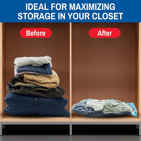 5 Pack Small Vacuum Storage Bags for Comforters, Blankets & Clothes, Vacuum Sealed Compression Bags