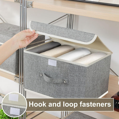 ENUMAIL Closet, 13x9.1x7.9 Storage Boxes, Collapsible Storage Bins with Lids, Cotton and linen cloth Storage Baskets