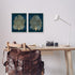 Stupell Industries Modern Sea Fan Composition Blue Gold Ocean Plant Wall Plaque, Green