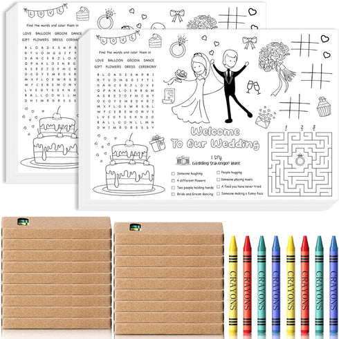 Pasimy 24 Set Wedding Activity for Kids Including 24 Pcs Wedding Coloring