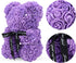 LINKLO Rose Bear, 10 inch Artificial Rose Flower Bear Gift for Wedding, Mothers Day, Anniversary (Purple)