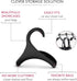 Bag-a-Vie Purse Hanger for Closet, Handbag Organizer Hooks for Hanging Bags & Purses, Black Plastic