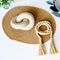 Wood Coffee Table Decor for Living Room, Hand Carved Chain Link Decoration,