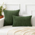 Kevin Textile Throw Pillow Covers, Set of 2 Soft Corduroy Decorative Boho Striped Pillowcases, 24x24 Inch Moss Green