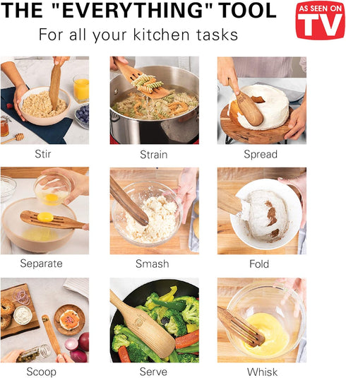 Mad Hungry Spurtle 4pc Set, As Seen on TV, Acacia Premium Wood Cooking Utensils for Non Stick Cookware, Baking, and More
