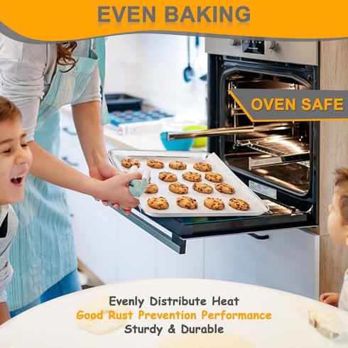 Joyfair 17.5 Inch Baking Sheet, Stainless Steel Half Size Cookie Sheet Pan, Heavy Duty Bakeware, Dishwasher Safe