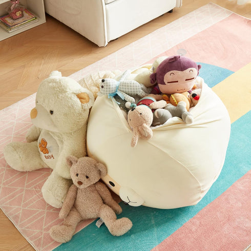 Stuffed Animal Storage Bean Bag Chair Cover for Kids Yellow Dog Shiba Inu Bean Bag Chair for Girls XX-Large Size Toy