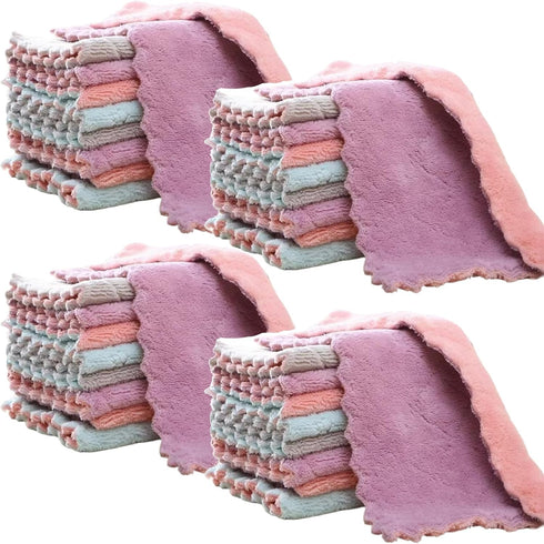 SAOYOAS 32 Pack Kitchen Cloth, Microfiber Dish Towels Washcloths, Super Absorbent Coral Velvet