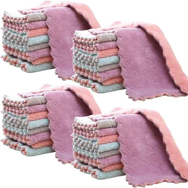 SAOYOAS 32 Pack Kitchen Cloth, Microfiber Dish Towels Washcloths, Super Absorbent Coral Velvet