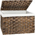 Storage Basket with Lid, 17.2 Gallon Wicker Storage Trunk with Handles, Handwoven Basket for Living Room