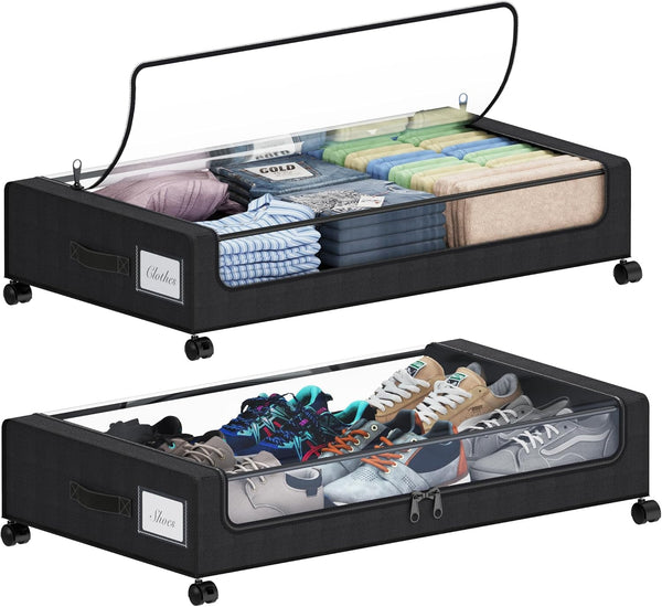 Tututry Under Bed Storage with Wheels, XXL 60L Under the Bed Storage Bins,