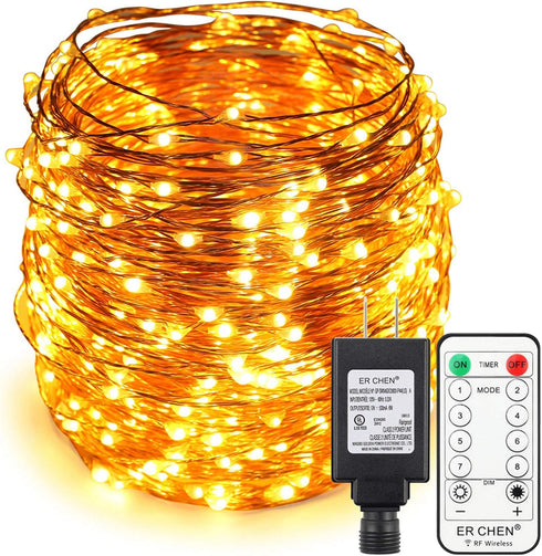 ER CHEN Fairy Lights Plug in, 8 Modes Dimmable Waterproof 165 Ft